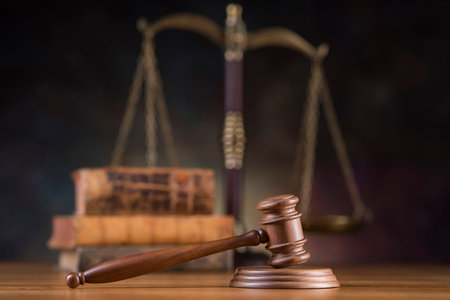 Law wooden gavel barrister, justice concept, legal system concept