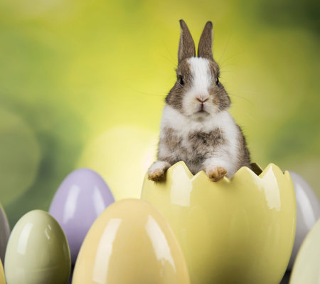 Egg, Little bunny, happy easter background
