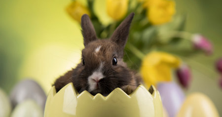 Egg, Little bunny, happy easter background