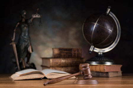 Law wooden gavel barrister, justice concept