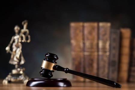 Law wooden gavel barrister, justice concept, legal system concept