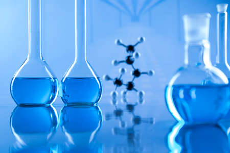Development, Scientific glassware for chemical experimentの写真素材