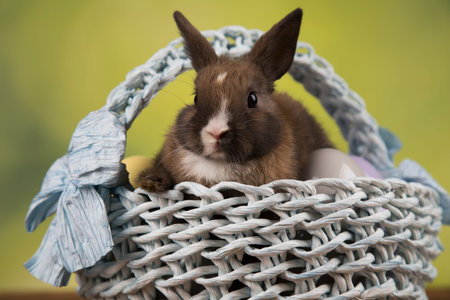 Baby rabbits in a basket