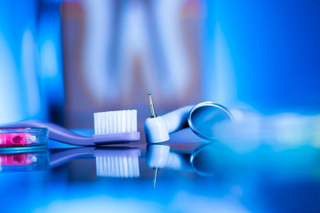 Dental care symbols, Stomatology equipmentの写真素材