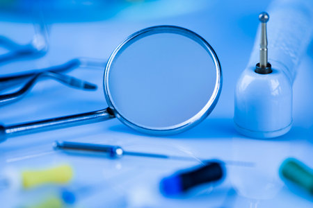Dental tools and equipment backgroundの写真素材