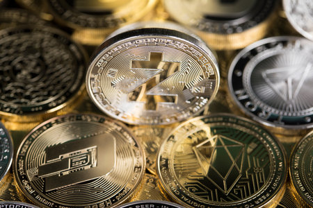 Cryptocurrency and worldwide payment, technology concept