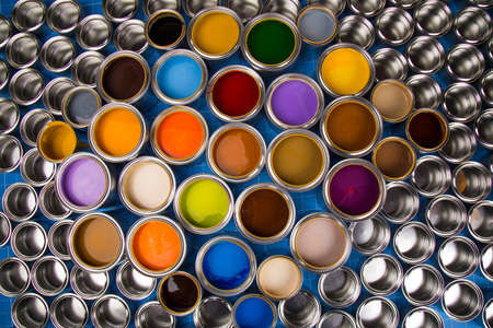 Tin metal cans, Painting backgroundの写真素材