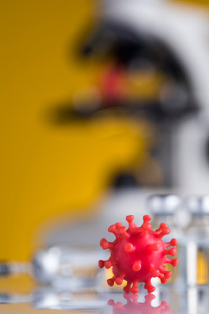 Close up medical syringe with a vaccineの写真素材