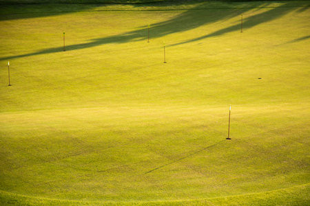Golf course with green grassの写真素材