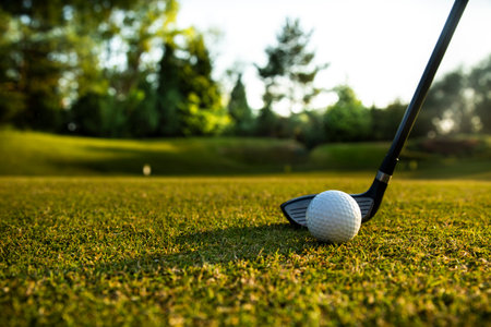 Sport, golf player playing in a golf clubの写真素材