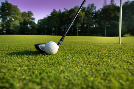 Sport and lifestyle, golf player playing in a golf clubの写真素材