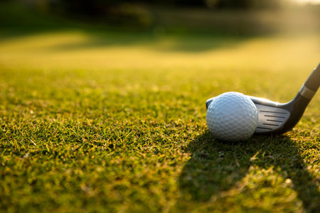 Sport, golf player playing in a golf clubの写真素材