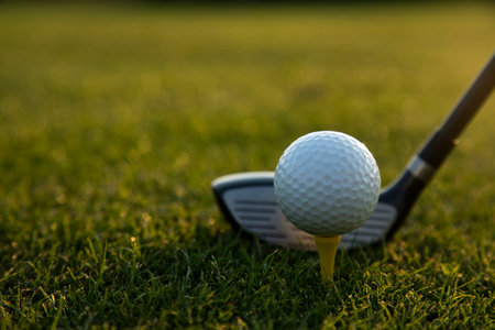 Sport, golf player playing in a golf clubの写真素材