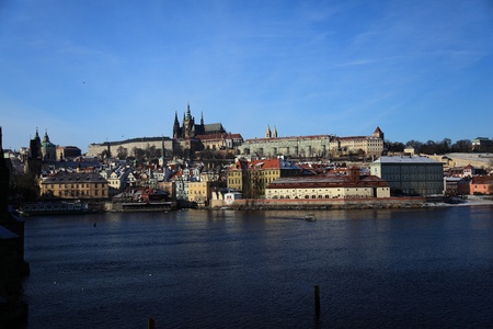 A view on the Prague castle over the river Vltavaの写真素材