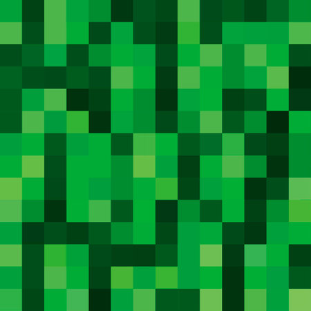 Green pixel checked background, texture, shades of greenのイラスト素材