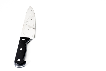 chef knife on white floor 2の写真素材