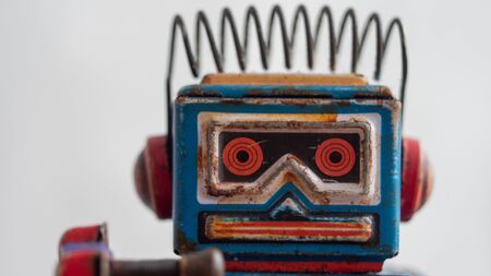 vintage robot toy closeupの写真素材