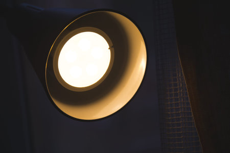 The detail of the modern lamp lighting in the evening.