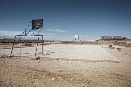 Empty playground in the desert frontier town of Uyuniの写真素材