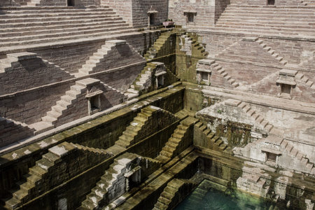 The Step Well - Toorji Ka Jhalara. Local sight. Symmetry steps. Geometry. Heritage in Jodhpur,...