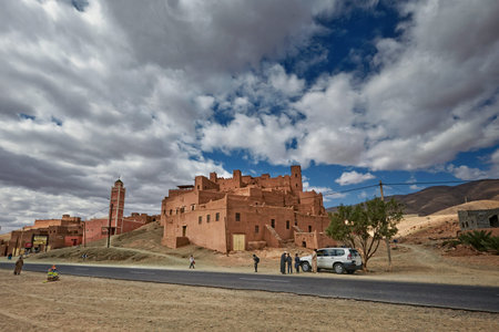 Ancient sandstone kasbah in Draa Valley, Morocco