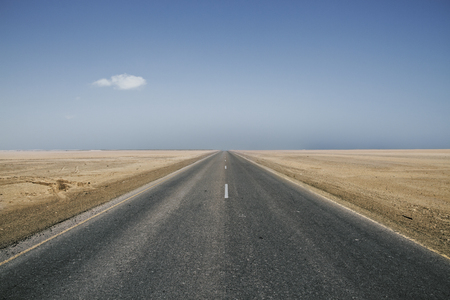 Endless roads in Oman desertの写真素材