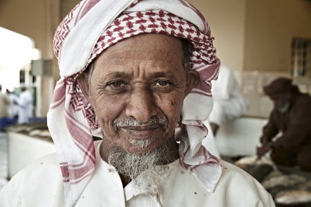 Portrait of an old Omani man in traditional Omani clothingのeditorial素材