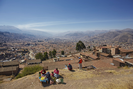 Skyline of Cusco in the morning in Peruのeditorial素材