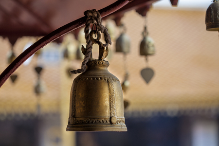 Bells in the wind at Wat Phra That Doi Suthep, Temple, Chiang Mai, Northern Thailand, Thailand, Asiaの写真素材