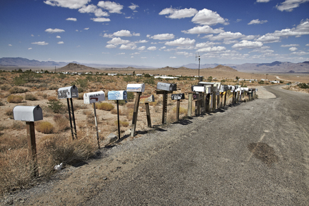 Row Of Mailboxes On Rural Streetの写真素材