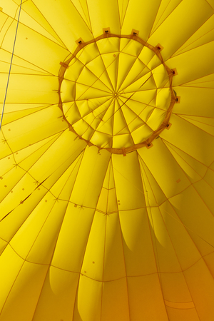 Close up of inside of colourful orange hot air balloon, USAの写真素材