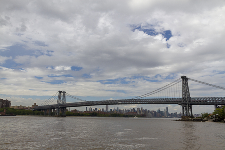 New York City - beautiful sky over manhattan with manhattan bridge, USAの写真素材