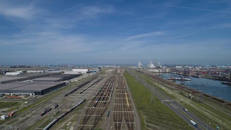 Industrial area in the Port of Rotterdam in The Netherlands. port of rotterdam zuid holland/netherlands products terminal europoort/calandkanaalの写真素材