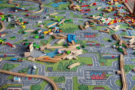 pack of colorful child kidâ€™s education toys constructor train pattern background on the...
