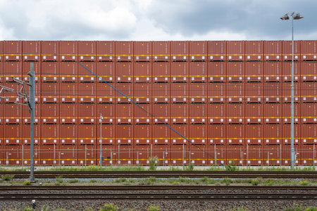 frontal view of a Stack of containers