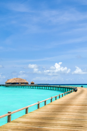 view of water bungalow in irufushi island,  maldivesのeditorial素材