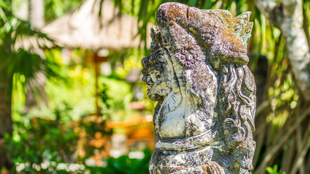 hindu statue in a tropical garden in baliの写真素材