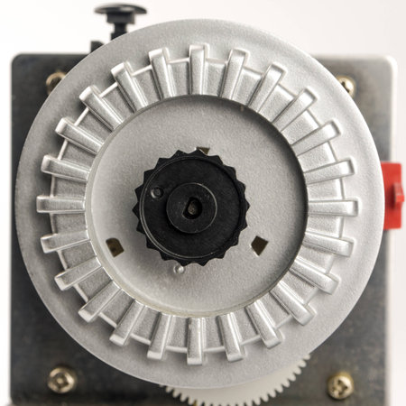 closeup view of metallic clockの写真素材