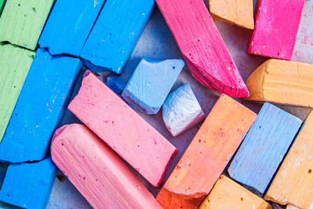 closeup chalk multicolored backgroundの写真素材