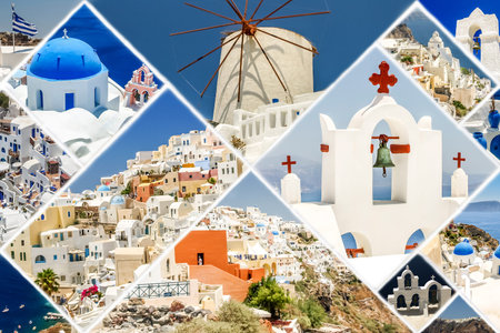santorini summer mosaic greece islandの写真素材