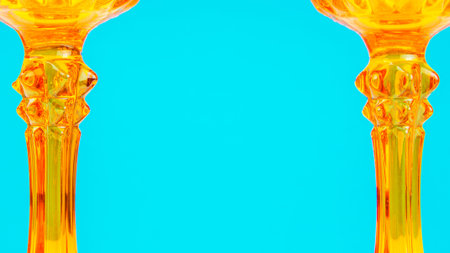 two orange glass on blue background