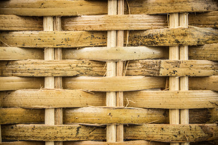 closeup view of variant type of ratan basket with horizontal and vertical lines, vignetting