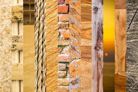 collage of various shades of brown color with mixture of textures and backgroundsの写真素材