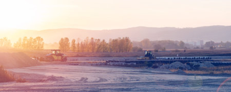 look at construction site while building a highway in Slovakia, D4R7 bypass of Bratislava capital...