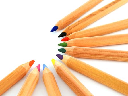 Colored Pencils in a half circle.の写真素材