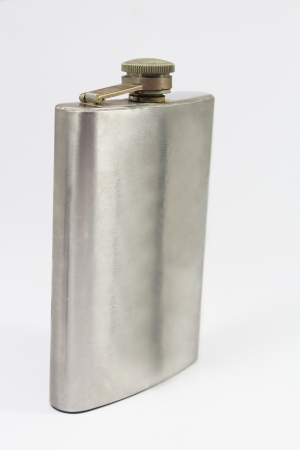 Hip flask isolated on white の写真素材