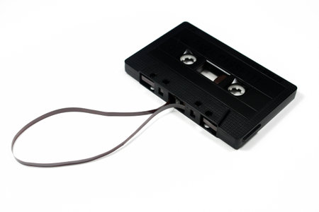 Cassette tape on white backgroundの写真素材