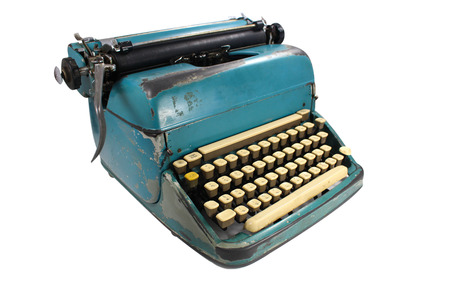 Antique typewriter against a crisp white backdrop の写真素材