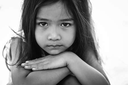 Asian girls are sad.の写真素材