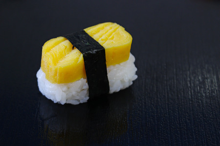 Sushi isolated on black backgroundの写真素材